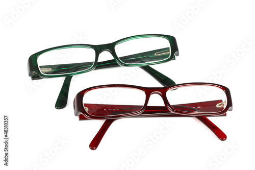 Modische Brillen grün & rot