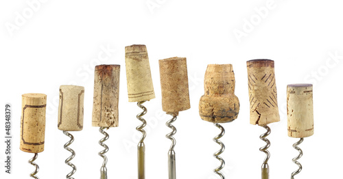 collection of wine corks, isolated on white background