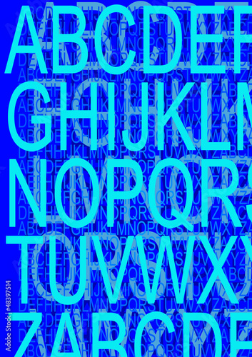 Symbolphoto fuer das Alphabet mit blauen Lettern
