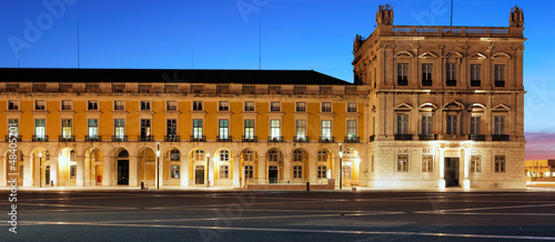 famous commerce square at Lisbon by night
