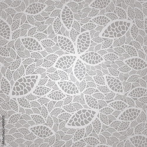 Seamless silver lace leaves wallpaper pattern