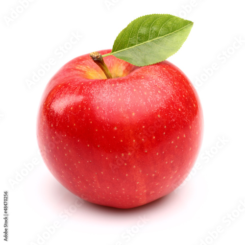 Red apple with leaf