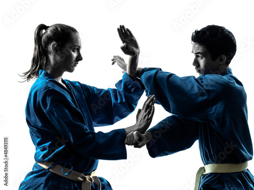 karate vietvodao martial arts man woman couple silhouette