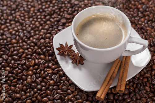 Coffee cup with cinnamon
