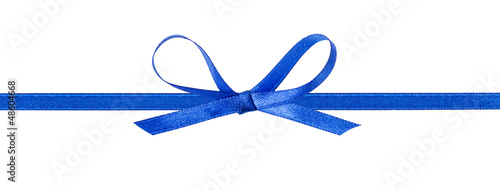 thin blue bow with horizontal ribbon