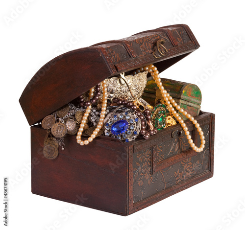  treasure chest over white background