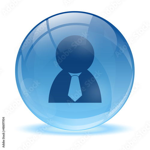 3D glass sphere and business man icon