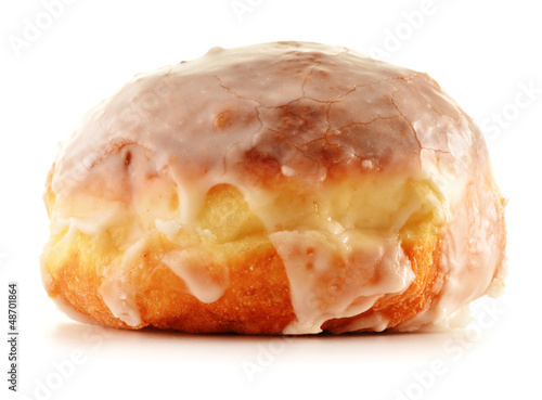 Fresh sweet doughnut isolated on white