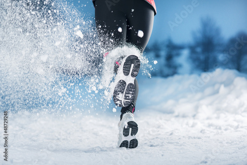 Winter running woman