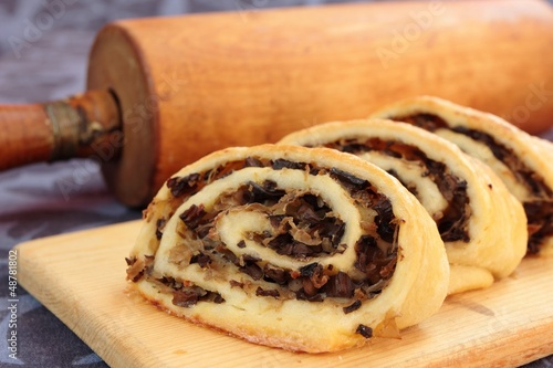 roulade with mushrooms and sauerkraut