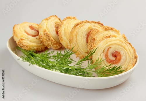 salmon roulade with dill and sesame