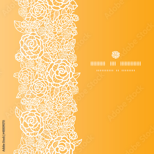 Vector golden lace roses vertical seamless pattern background