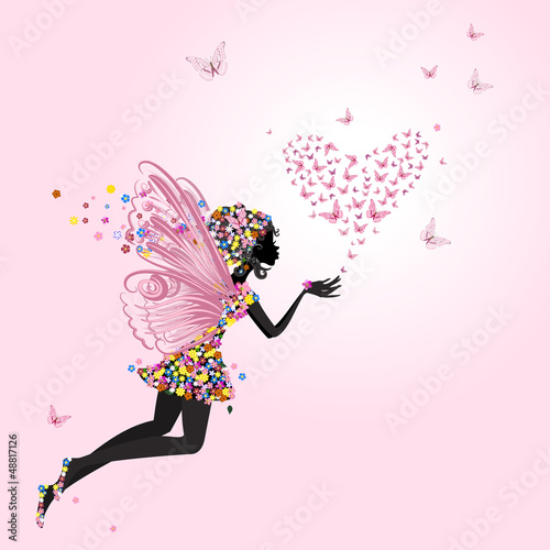 Fairy with a valentine of butterflies