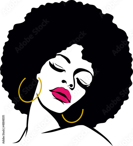afro hair hippie woman pop art