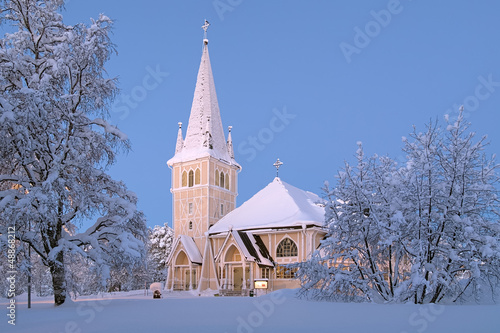 Arvidsjaur Church in winter, Sweden