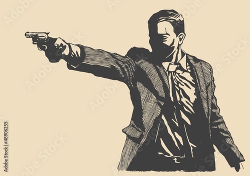 man with revolver pistol