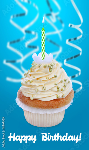 Birthday cupcake with candle