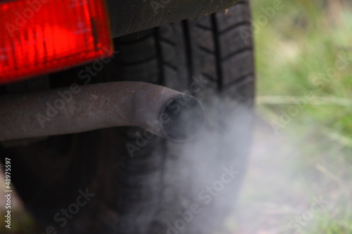 Car exhaust pollution from pipe