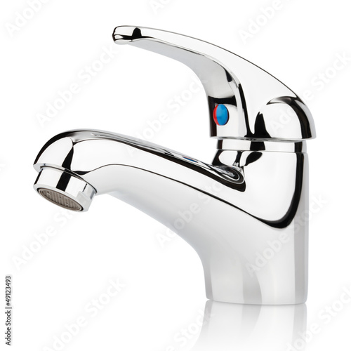 Closeup of faucet for water isolated on white with clipping path