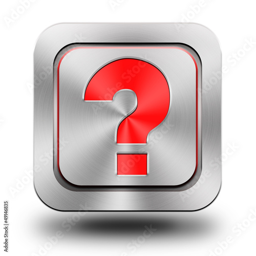Question mark aluminum glossy icon, button