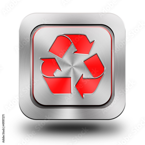 Recycle aluminum glossy icon, button