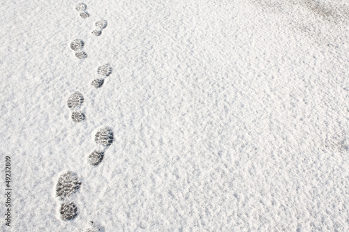 Footprints in the snow background