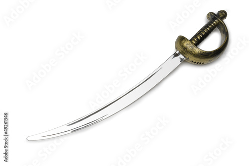 Pirate sword or cutlass with shadow on white background.