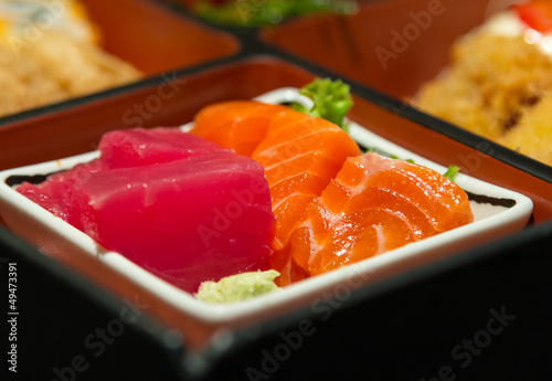 Closeup sushi in box set
