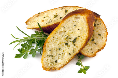 Garlic Bread with Herbs Isolated