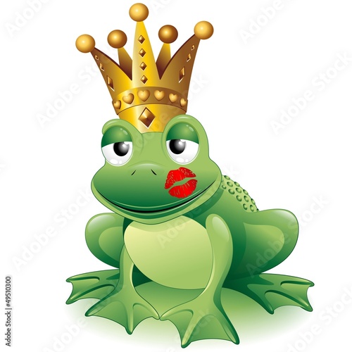 Prince Frog Cartoon Clip Art with Kiss-Principe Ranocchio Bacio