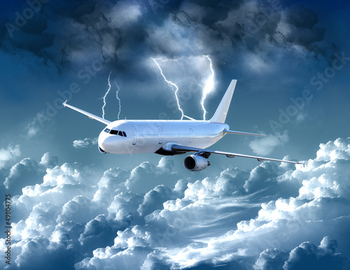 Airplane in the storm