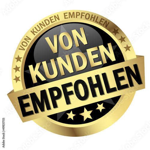 Button mit Banner " VON KUNDEN EMPFOHLEN "