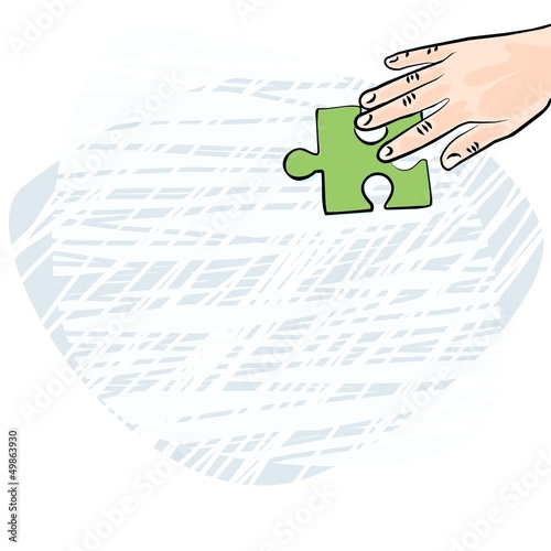 dłoń rasa kaukaska zielone puzzle ilustracja kolor