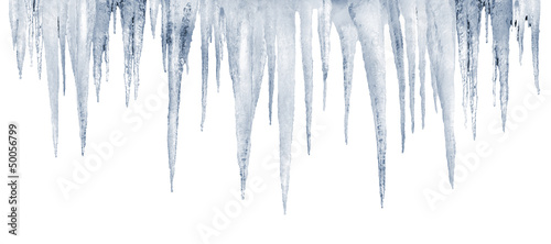 number of natural icicles on a white background 