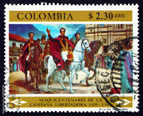 Postage stamp Colombia 1969 Simon Bolivar Entering Bogota