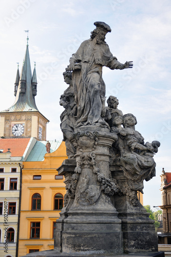 Prague Charles bridge Saint Ivo statue by M.B. Braun, 1711