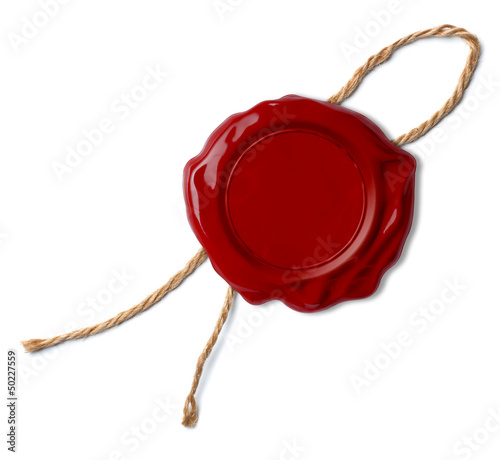 Red wax seal or stamp isolated