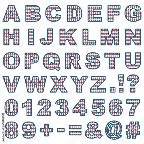 stitched harlequin alphabet