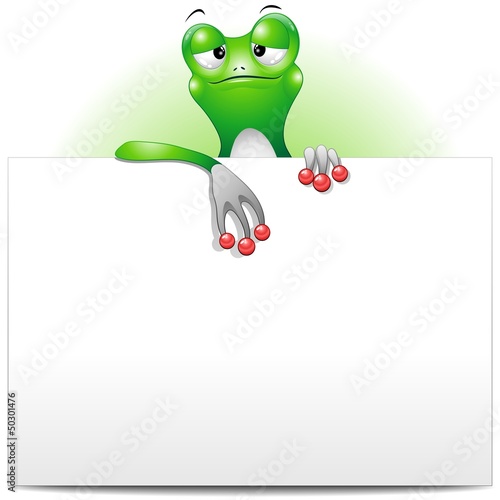 Frog Cartoon with White Panel-Rana con Pannello-Vector