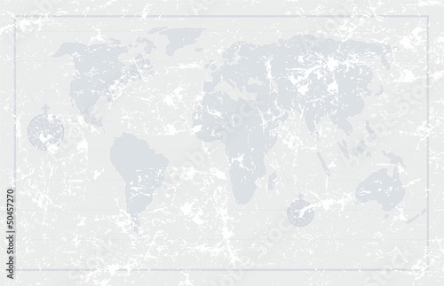 Grunge old world map background, vector illustration