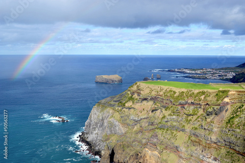 Azores, Sao Miguel, Mosteiros, the western coast, rainbow