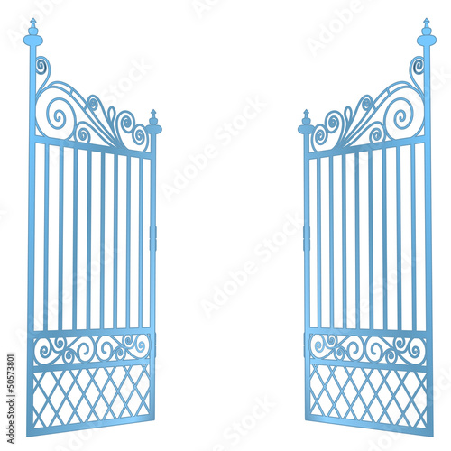 isolated steel decorated baroque open gate vector