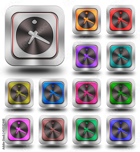 Clock aluminum glossy icons, crazy colors