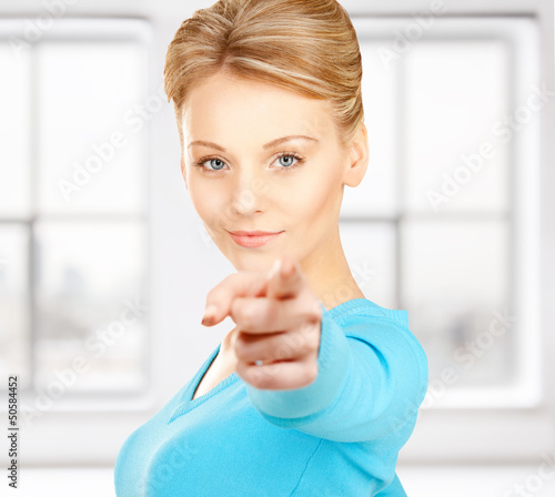 businesswoman pointing her finger