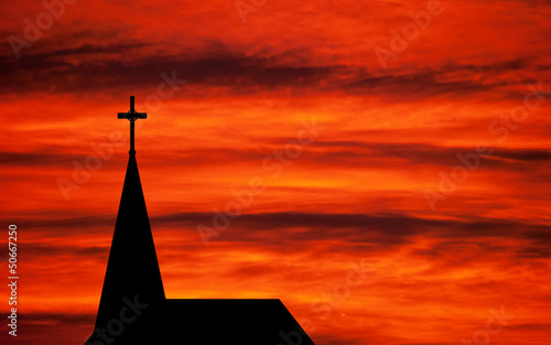 Church spire - religious church building silhouetted