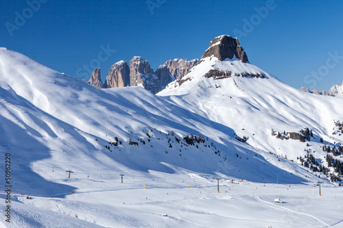 Ski arena Ciampac, Val di Fassa, Dolomites, Italy