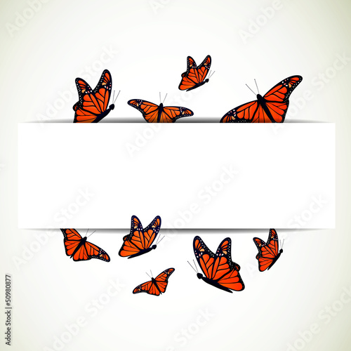 Vector Illustration of a Background with Monarch Butterflies