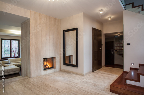 Travertine house: hallway