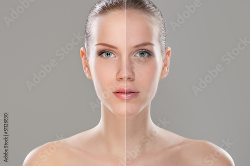 Retouched woman face