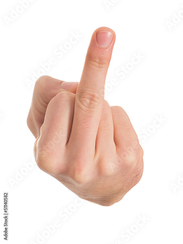 Human Hand Gesturing With Middle Finger